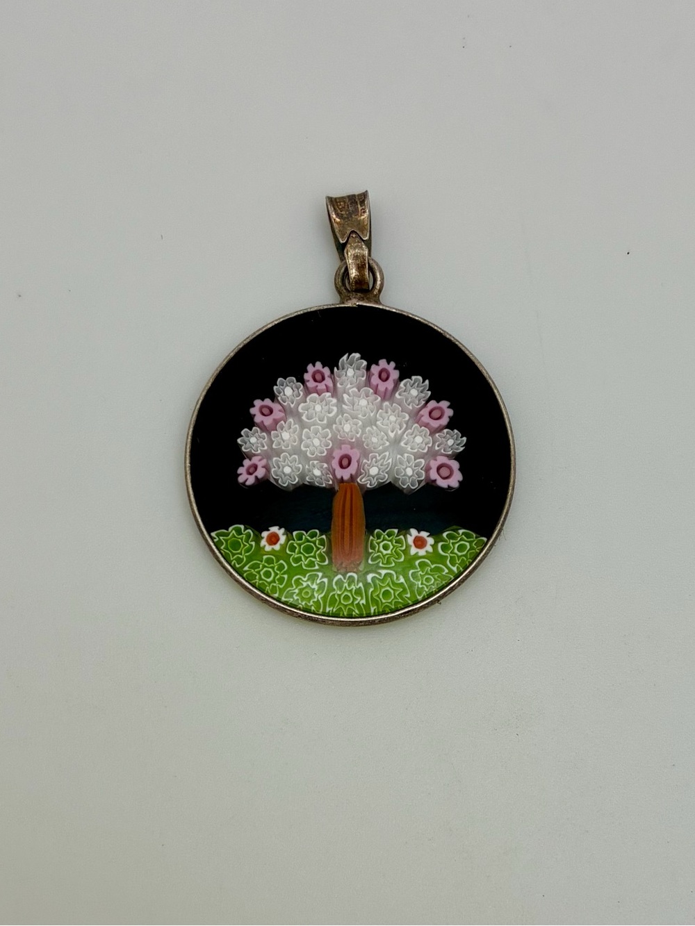 Murano Glass Millefiori Tree of Life Sterling Pendant